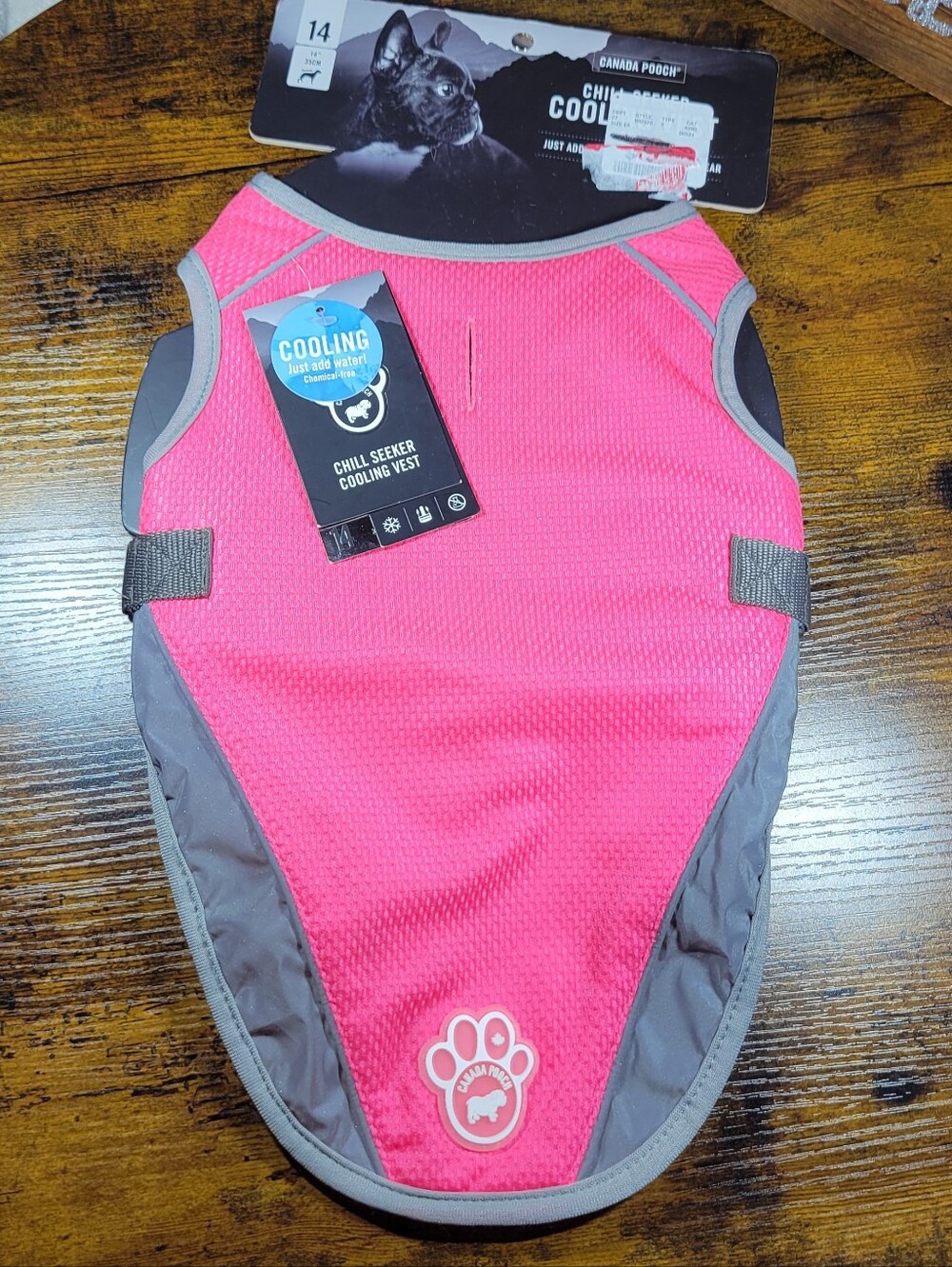 Canada Pooch Chill Seeker Cooling Vest - Hot Pink & Gray
